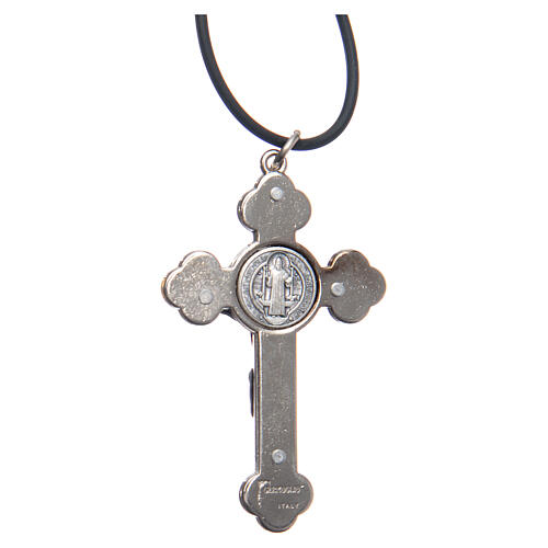 Naszyjnik krzyż święty Benedykt gotycki niebieski 6 X 3 4