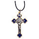 Naszyjnik krzyż święty Benedykt gotycki niebieski 6 X 3 s1