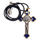 Naszyjnik krzyż święty Benedykt gotycki niebieski 6 X 3 s5