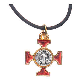 Collana croce San Benedetto celtica rossa 2x2
