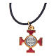 Naszyjnik krzyż święty Benedykt celtycki czerwony 2 X 2 s3