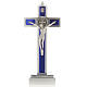 Cruz de mesa de latón con esmalto azul de Jesús s1
