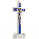 Cruz de mesa de latón con esmalto azul de Jesús s8