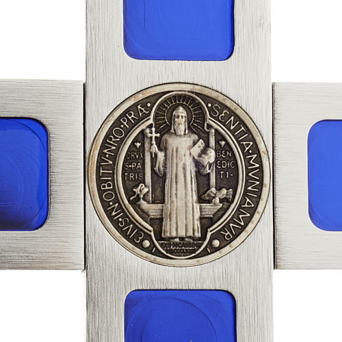 Saint Benedict cross with blue enamel and base 5