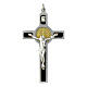 Anhänger Kreuz Sankt Benedikt aus Stahl, Silber 925 und Gold s1