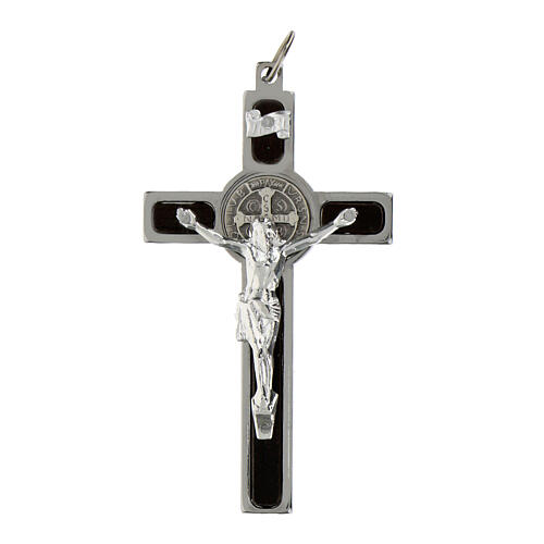 Pendant cross st. Benedict steel and silver 925. 1