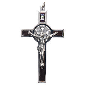 Pendentif croix de Saint Benoit acier, argent 925