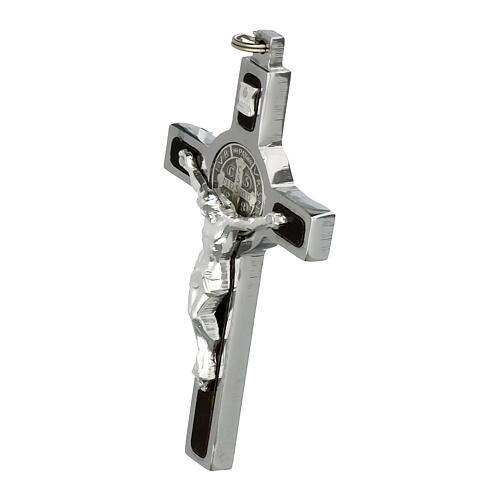 Pendentif croix de Saint Benoit acier, argent 925 2