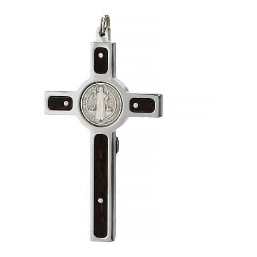 Pendentif croix de Saint Benoit acier, argent 925 3