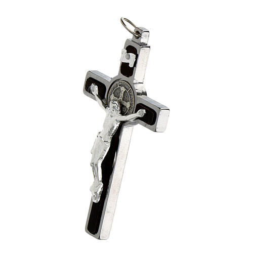 Pendente Croce San Benedetto acciaio, argento 925 2