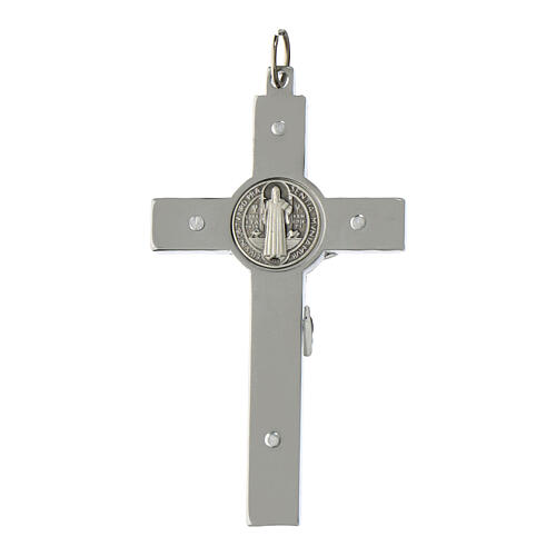 Pendente Croce San Benedetto acciaio, argento 925 3