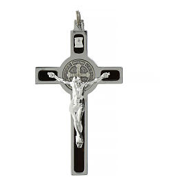 Krzyż świętego Benedykta z zawieszką ze stali, srebra 925