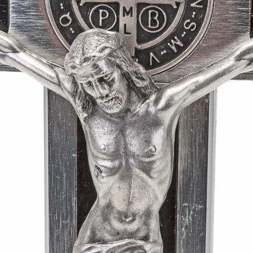 Kreuz Sankt Benedikt aus Aluminium und Holz, 40x20cm. 4