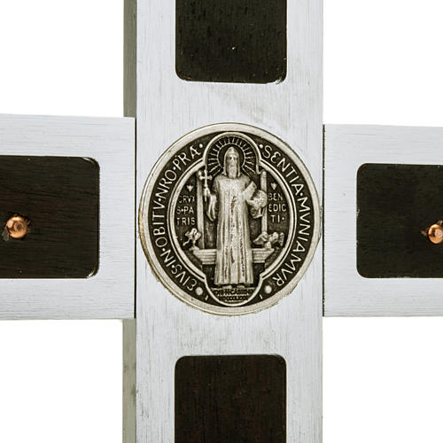Saint Benedict cross with wood inlays 40x20 2