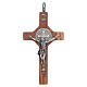 St. Benedict cross 8x4cm, sterling silver, olive wood with cord s1