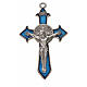 Croix Saint Benoît avec pointes 7x4 cm zamac émail bleu s3