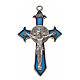Croix Saint Benoît avec pointes 7x4 cm zamac émail bleu s1