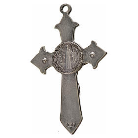 St. Benedict cross 7x4cm, pointed, in zamak and black enamel