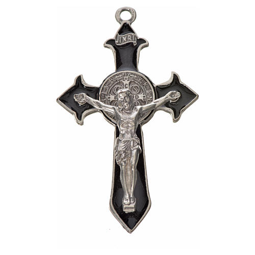 Croix Saint Benoît avec pointes 7x4 cm zamac émail noir 3