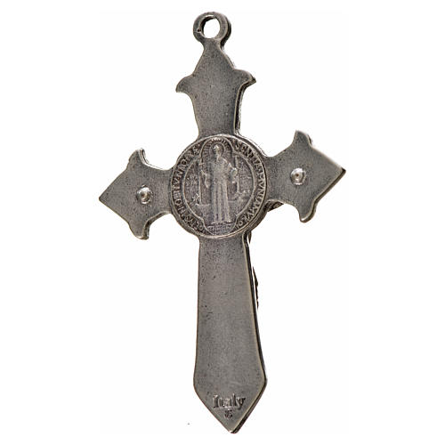 Croix Saint Benoît avec pointes 7x4 cm zamac émail noir 4