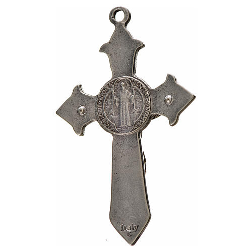 Croix Saint Benoît avec pointes 7x4 cm zamac émail noir 2