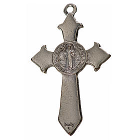 Krzyż świętego Benedykta z zaostrzonymi końcami 4,5 X 3cm ,zama, biała emalia.