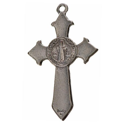 Krzyż świętego Benedykta z zaostrzonymi końcami 4,5 X 3cm ,zama, niebieska emalia. 2