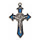 Krzyż świętego Benedykta z zaostrzonymi końcami 4,5 X 3cm ,zama, niebieska emalia. s1