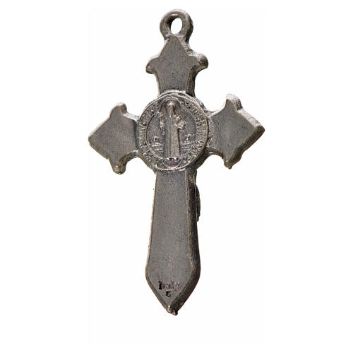 Krzyż świętego Benedykta z zaostrzonymi końcami 3,5 X 2,2cm , zama, niebieska emalia. 4