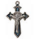 Krzyż świętego Benedykta z zaostrzonymi końcami 3,5 X 2,2cm , zama, niebieska emalia. s3