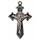 Krzyż świętego Benedykta z zaostrzonymi końcami 3,5 X 2,2cm , zama, niebieska emalia. s1