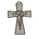 Krzyż świętego Benedykta z zaostrzonymi końcami 4.8 X 3,2cm , zama, emalia biała. s3