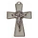 Krzyż świętego Benedykta z zaostrzonymi końcami 4.8 X 3,2cm , zama, emalia biała. s1