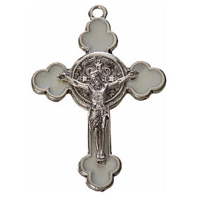 St. Benedict cross 4.8x3.4cm, trefoil, in zamak and white enamel