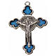 St. Benedict cross 4.8x3.4cm, trefoil, in zamak and blue enamel s3
