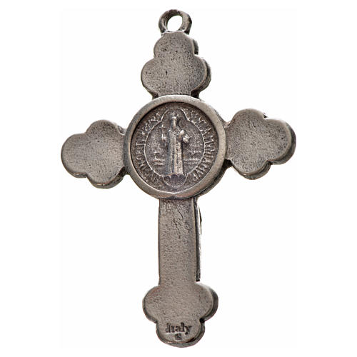 Croix trilobée Saint Benoît en zamac émaillé noir 4,8x3,4 cm 2