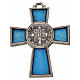 Kreuz Sankt Benedikt Zamak-Legierung und blaues Email 4x3 cm s4