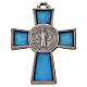 Kreuz Sankt Benedikt Zamak-Legierung und blaues Email 4x3 cm s1