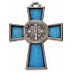 Kreuz Sankt Benedikt Zamak-Legierung und blaues Email 4x3 cm s2
