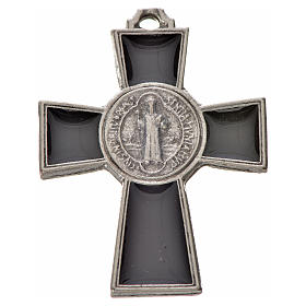 Krzyż świętego Benedykta 4 X 3 zama emalia czarna.