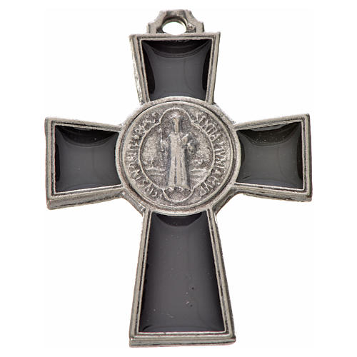 Krzyż świętego Benedykta 4 X 3 zama emalia czarna. 1