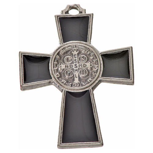 Krzyż świętego Benedykta 4 X 3 zama emalia czarna. 2
