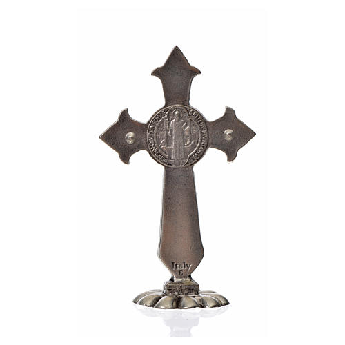 Kreuz Sankt Benedikt für Tisch Zamak-Legierung weiß 7x4 cm 4