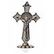 St. Benedict table cross 7x4cm, made of zamak and white enamel s3