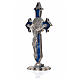 Croix Saint Benoît avec pointes à poser 7x4 cm zamac émail bleu s4