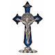 Croix Saint Benoît avec pointes à poser 7x4 cm zamac émail bleu s1