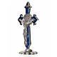 Croix Saint Benoît avec pointes à poser 7x4 cm zamac émail bleu s2