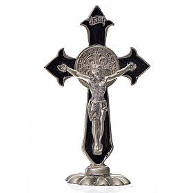 St. Benedict table cross 7x4cm, made of zamak and black enamel