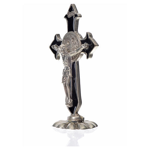 St. Benedict table cross 7x4cm, made of zamak and black enamel 4