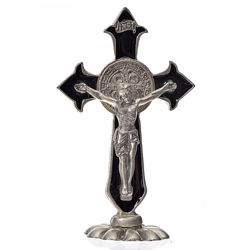 St. Benedict table cross 7x4cm, made of zamak and black enamel 1